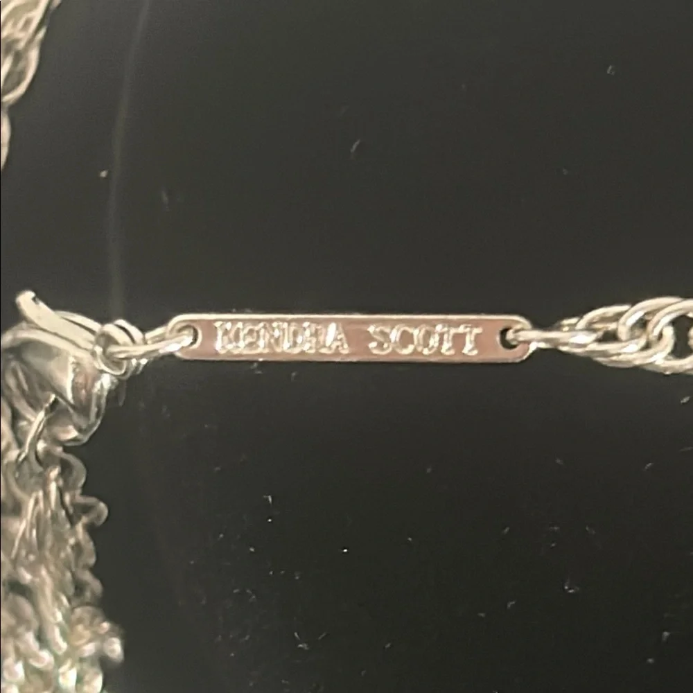 Kendra Scott Rayne Mother of Pearl Pendant Tassel Fringe Silver Tone Necklace - Picture 4 of 8